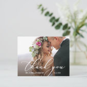 Moderne elegante kalligrafie Dank je huwelijk Briefkaart (Staand voorkant)