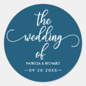 Moderne elegante kalligrafie De bruiloft van klass Ronde Sticker (Voorkant)