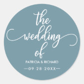 Moderne elegante kalligrafie De bruiloft van Ronde Sticker (Voorkant)