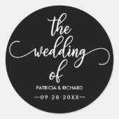 Moderne elegante kalligrafie De bruiloft van zwart Ronde Sticker (Voorkant)
