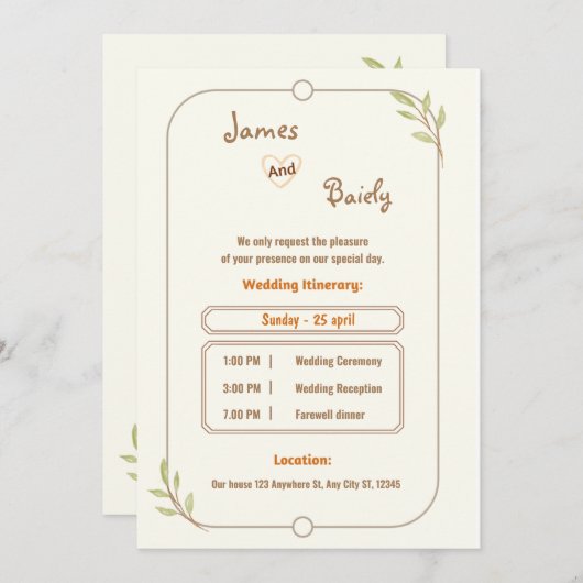 Moderne elegante kalligrafie Eenvoudige bruiloft Kaart (Voorkant / Achterkant)