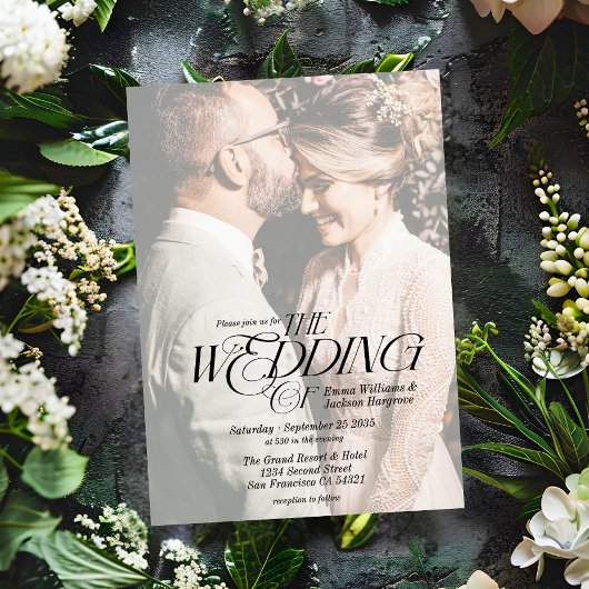 Moderne Elegante Kalligrafie Foto Huwelijk Wit Kaart