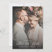 Moderne Elegante Kalligrafie Foto Huwelijksportret Save The Date (Voorkant)