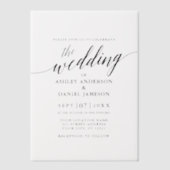 Moderne elegante kalligrafie foto overlay vellum uitnodigingen (Voorkant)