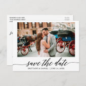 Moderne elegante kalligrafie foto slaat de datum o briefkaart (Voorkant / Achterkant)