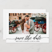 Moderne elegante kalligrafie foto slaat de datum o save the date (Voorkant / Achterkant)