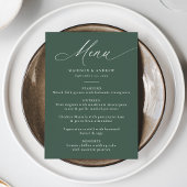 Moderne Elegante Kalligrafie Groene bruiloft Menu