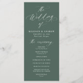 Moderne Elegante Kalligrafie Groene bruiloft Programmakaart (Voorkant)