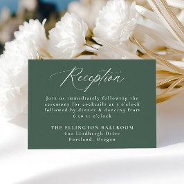 Moderne elegante kalligrafie Groene bruiloft recep Informatiekaartje