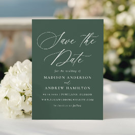 Moderne Elegante Kalligrafie Groene bruiloft Save The Date