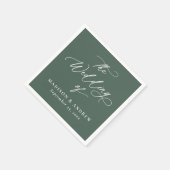 Moderne Elegante Kalligrafie Groene bruiloft Servet (Hoek)