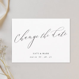 Moderne Elegante Kalligrafie Huwelijk Datum Wijzig Briefkaart