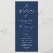 Moderne elegante kalligrafie marine bruiloft programmakaart (Voorkant)