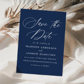 Moderne elegante kalligrafie marine bruiloft save the date