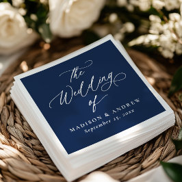 Moderne elegante kalligrafie marine bruiloft servet