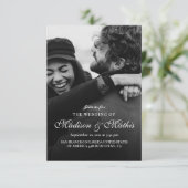 Moderne elegante kalligrafie met foto-bruiloft kaart (Staand voorkant)