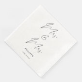 Moderne Elegante Kalligrafie Mrs. en Mrs. Two Brid Servet (Hoek)