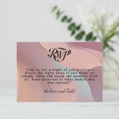 Moderne elegante kalligrafie pastel bruiloft RSVP kaartje (Staand voorkant)