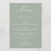 Moderne elegante kalligrafie Sage Green Wedding Menu (Voorkant)
