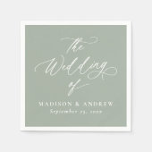 Moderne elegante kalligrafie Sage Green Wedding Servet (Voorkant)