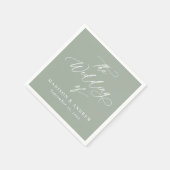 Moderne elegante kalligrafie Sage Green Wedding Servet (Hoek)