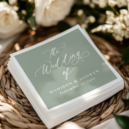 Moderne elegante kalligrafie Sage Green Wedding Servet