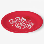 Moderne elegante kalligrafie santa hat red papieren bordje (Gekanteld)