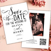 Moderne Elegante Kalligrafie Script Foto QR Code Save The Date
