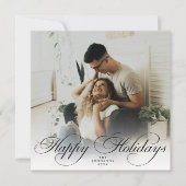 Moderne Elegante Kalligrafie Script Kerst Foto Feestdagenkaart (Voorkant)