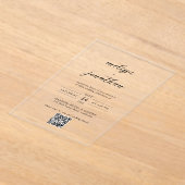 Moderne elegante kalligrafie script QR Code Weddin Acryl Uitnodigingen (Laagn)