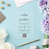 Moderne elegante kalligrafie script QR Code Weddin Acryl Uitnodigingen (Insitu (Huwelijk))