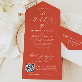 Moderne elegante kalligrafie Verona Sunset Wedding All In One Uitnodiging