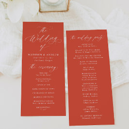 Moderne elegante kalligrafie Verona Sunset Wedding Programmakaart