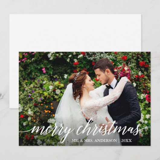 Moderne Elegante Kalligrafie Vrolijk Kerstfeest Br Feestdagenkaart (Voorkant / Achterkant)