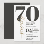 Moderne Elegante Kalligrafie ZEVENTIG 70e Verjaard Kaart (Voorkant / Achterkant)