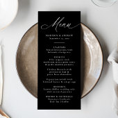 Moderne Elegante Kalligrafie Zwart-wit Bruiloft Menu