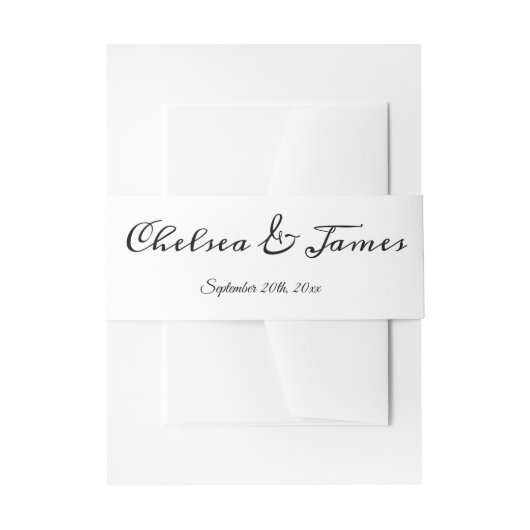 Moderne Elegante Kalligrafie Zwart & Wit Bruiloft Uitnodigingen Wikkel (Voorkant Voorbeeld)
