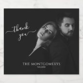 Moderne elegante kalligrafie zwart-wit foto sparkling wijnetiket (Enkel label)