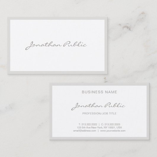 Moderne elegante kalligrafiescript in stijlvolle L Visitekaartje (Voorkant / Achterkant)