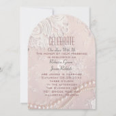 Moderne Elegante Kant Blush Dusty Roze bruiloft Kaart (Voorkant)