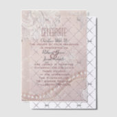 Moderne Elegante Kant Blush Stof Roze trouwjurk Vellum Uitnodigingen (Offset (Uitnodiging))