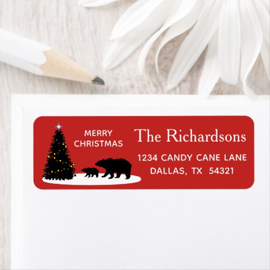 Moderne Elegante Kerst Beren Retour Adres Etiket (Insitu)