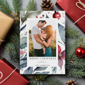 Moderne elegante kerst botanische foto feestdagenkaart