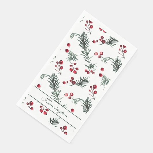 Moderne Elegante Kerst Botanische Gepersonaliseerd Servet (Hoek)
