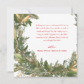 Moderne elegante kerst botanische groen krans feestdagenkaart (Achterkant)