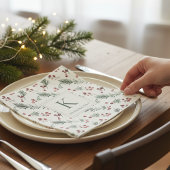 Moderne Elegante Kerst Botanische Monogram Servet