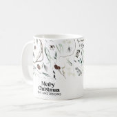 Moderne elegante kerst botanische rustige omgeving koffiemok (Voorkant links)