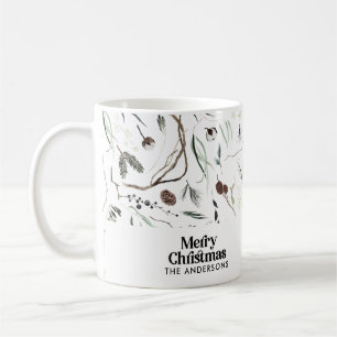 Moderne elegante kerst botanische rustige omgeving koffiemok