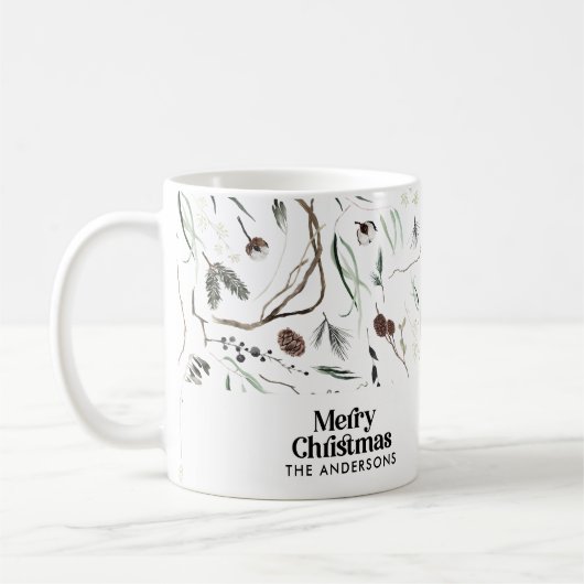 Moderne elegante kerst botanische rustige omgeving koffiemok (Links)