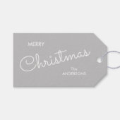 Moderne elegante kerst | Gray Cadeaulabel (Voorkant (Horizontaal))